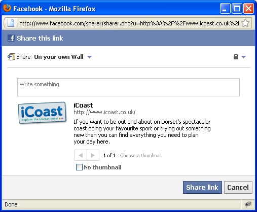 Share your kitbag with friends and family on Facebook