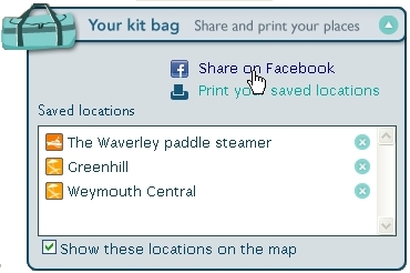 Share your kitbag with friends and family on Facebook