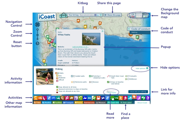 The iCoast map screen