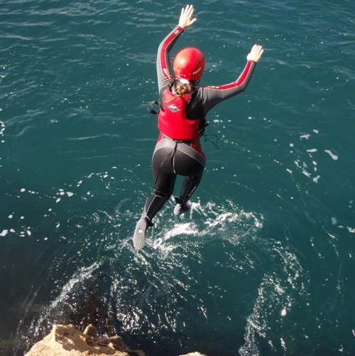 Coasteering is an exciting outdoor adventure activity which combines rock climbing, swimming, jumping and scrambling.