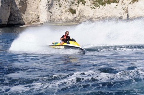 Personal watercraft on the Dorset coast